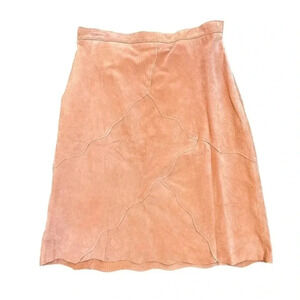 Terry Lewis Classic Luxuries 100% real leather skirt  Size 12 Peach Color Lined